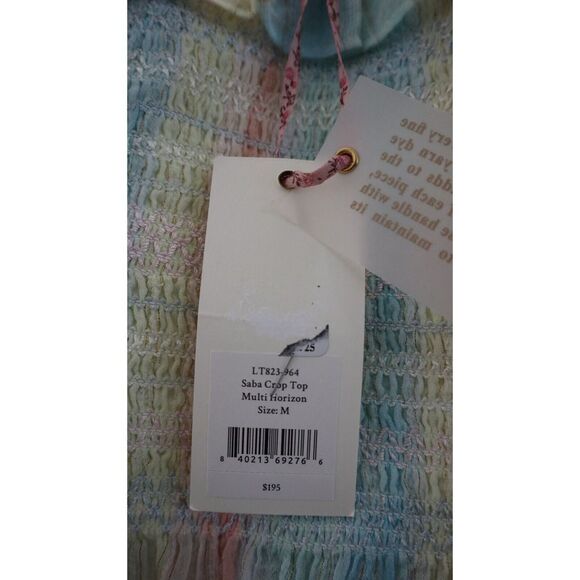 LoveShackFancy Women's Sz M Multi Horizon Hand Dye Saba Ruffle Crop Top $195 - Picture 4 of 10
